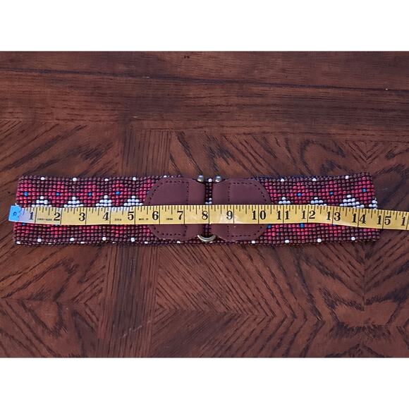 Treska Hand Beaded and Faux Leather Stretchy Belt - Picture 4 of 5